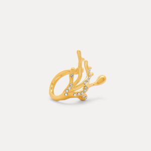 Coral and Gold Drop Ring