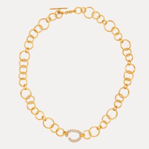 Linked Chain Necklace with Pavé Element